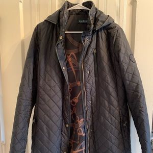 Black Ralph Lauren Hooded Quilted Jacket